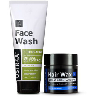 Ustraa Hair Wax Matte look 100g  Face Wash - Oily Skin 200g