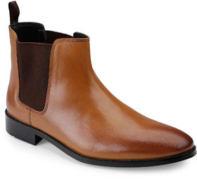 Hats Off Accessories Genuine Leather Tan Burnish Chelsea Boots
