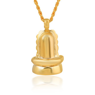                       MissMister Brass Micron Goldplated Shivling pendant Hindu temple Jewellery (MM4413PCOM)                                              