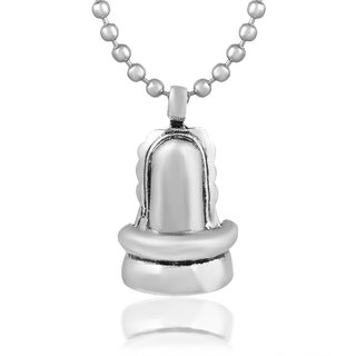                       MissMister Brass Silverplated Shivling pendant Hindu temple Jewellery (MM4414PCOM)                                              