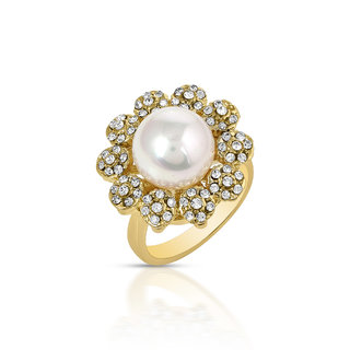                      MissMister Pearl and White Imitation Diamond Bold Fashion Fingerring (MM2269ORBJ)                                              