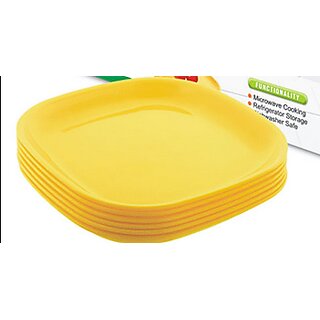 Plastic Plates  Squared Shape Coloured 6 pcs
