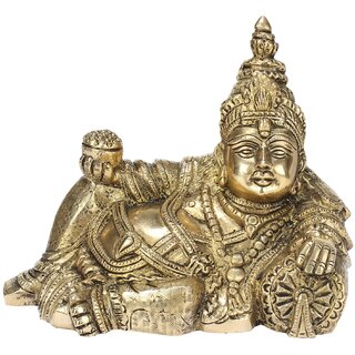                       Shubh Sanket Vastu Brass Kuber Maharaj Resting Statue 4 x3.5 Inch Gold 1040 GM                                              