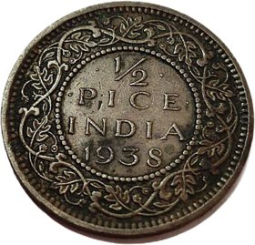 1/2 pice india 1938  georgre vi king emperor