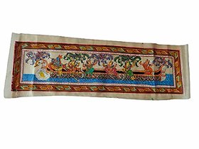 Zoltamulata ras lila patachitra lord krishna gopis silk painting wall decor ( 80 x 20 cm ) cm
