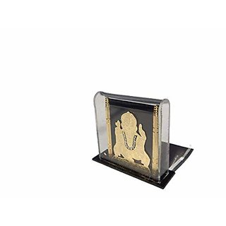                       Zoltamulata Molded Acrylic 24k Gold Plated Ganesha foil for car Dashboard and car Decor Small Size( 6.5 x 1.5 x 6.5 ) cm                                              