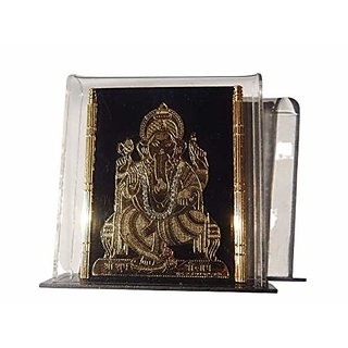                      Zoltamulata Molded Acrylic 24k Gold Plated Ganesha foil for car Dashboard and car Decor Big Size( 8 x 2 x 9 ) cm                                              