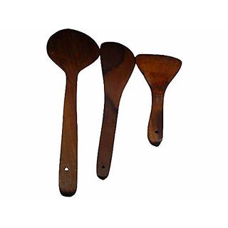 ZOLTAMULATA Traditional Wooden Cooking and Serving Spoon Set of 3 Spoon