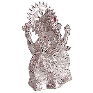                       Zoltamulata German Silver Ganesha Idol White Metal Ganesha Statue ( 15 x 25 ) cm 1 kg                                              