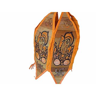                       Zoltamulata Engraved Ganesha Printed ganapathi Wall Hanging jhoomar Orange Colour (42 x 22 x 30) cm                                              