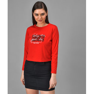                       Raabta RED GOOD DAY Printed Full Sleeve T-Shirt                                              