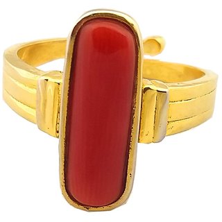                       RS Jewellers Certified coral 5.30 Carat Panchdhatu Gold Plating Astrological Ring for Men  Women                                              