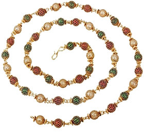 Evershine Fancy Multicolour Beads Hole net Gold Plated Matar Mala Necklace for Women  Girls