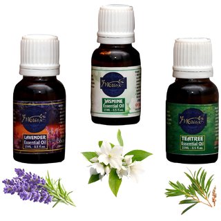 Moriox Aromas Lavender,Jasmine and Tea tree essential oils (Pack of 3)