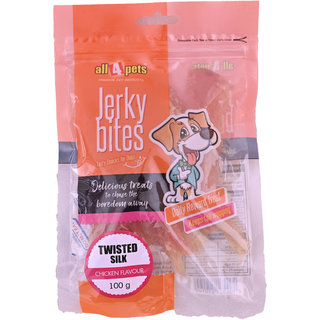 All4pets Jerky Bites Twisted Silk Chicken Flavour-100g(For Dogs)