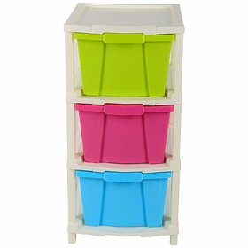 MARKDEYAN Enterprise Plastic Free Standing Chest of 3 Drawers (Finish Color - Multicolor) Plastic Free Standing Chest of
