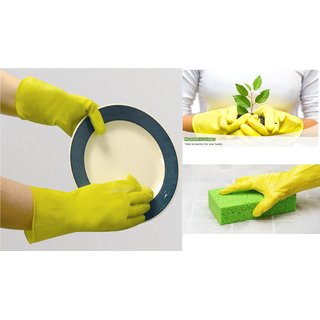 2 pair Hand Gloves Washing Cleaning Kitchen Household Rubber Gloves