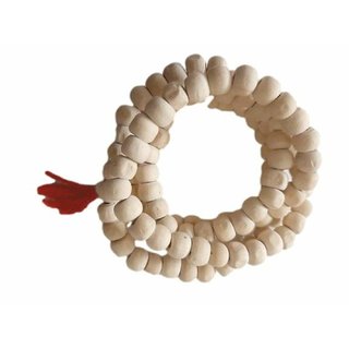 Raviour Lifestyle White Safed chandan (sandalwood) mala 108+1 beads for Japa Pooja and Wearing for Men and Women
