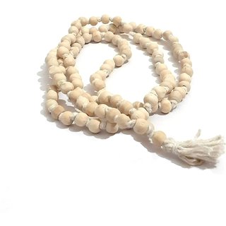 Raviour Lifestyle White Sandalwood Safed Chandan Mala Rosary for Wearing and Jaap Chanting for Men and Women