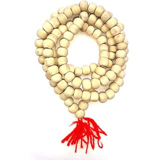 Raviour Lifestyle White Safed chandan (sandalwood) mala 108+1 beads for Japa Pooja and Wearing for Men and Women