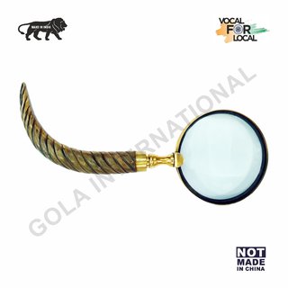                       Gola International Horn Handle Hand held detachabke Magnifying Glass Lens Brass Ring                                              