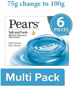 Pears Soft  Fresh Soap Bar, 6x75 g Multipack