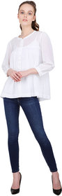 Casual Full Sleeve Solid Women White Top