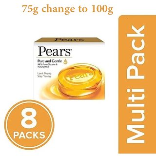                       Pears Pure  Gentle Soap Bar, 8x75 g Multipack                                              