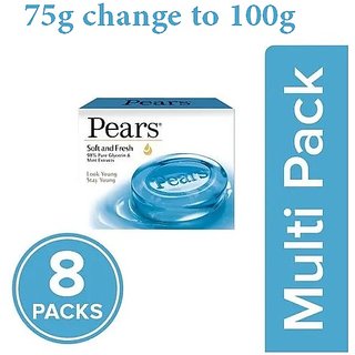                       Pears Soft  Fresh Soap Bar, 8x75 g Multipack                                              