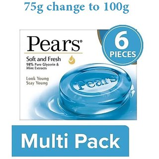 Pears Soft Fresh Soap Bar, 6x75 g Multipack Pears Soft Fresh Soap Bar, 6x75 g Multipack