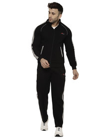 Muffy Men's Black Hosiery Solid High-Neck Tracksuit