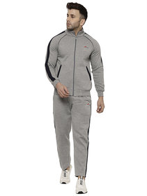 Muffy Men's Grey Hosiery Solid High-Neck Tracksuit