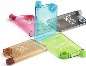 NEW  Do Your Best 380ml Slim Flat Memo Notebook Portable Water Bottle, Pack of 1(Multi color)
