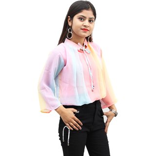 ZamFashion Beautiful Cotton Crepe Stylish Rainbow TOP for Women s and Girls for Party and Festival