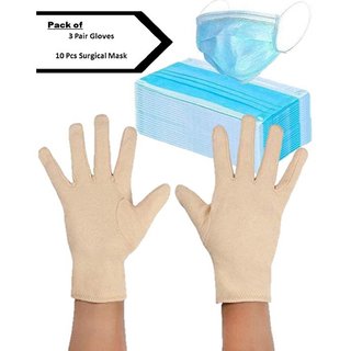 Men and Women Cotton Gloves And Surgical Mask Combo