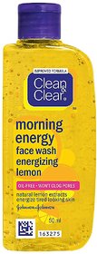 Clean  Clear Morning Energy Lemon Face Wash, 50ml - Pack Of 5