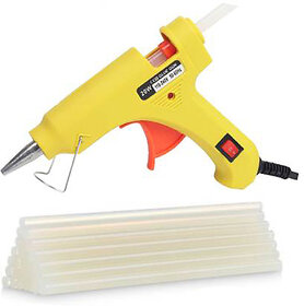 BANDOOK YELLOW 20W 20WATT WITH 20 TRANSPARENT STICKS Standard Temperature Corded Glue Gun (7 mm)