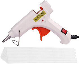 BANDOOK WHITE 20W 20WATT WITH 20 TRANSPARENT STICKS Standard Temperature Corded Glue Gun (7 mm)