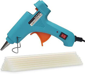 BANDOOK SKYBLUE 20W 20WATT WITH 20 TRANSPARENT STICKS Standard Temperature Corded Glue Gun (7 mm)