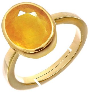 RS Jewellers Certified yellow sapphire 5.05 Carat Panchdhatu Gold Plating Astrological Ring for Men  Women