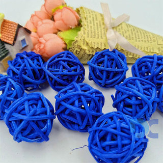 Pack of 10pcs DIY Wool Wicker Rattan Balls/Potpourri Balls Decoration/Art and Craft Supplies (Diameter 3cm,Blue)