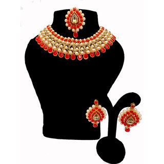 Aarable Alloy Gold-plated Jewel Set  (Red)