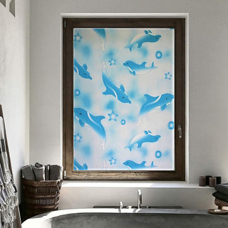                       Jaamso Royals Sky Blue Dolphins Window film - Water Proof Sticker (45 x 100CM, Sky Blue)                                              