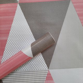                      Jaamso Royals Pink and gray Decoretive triangles Wallpaper - Water Proof Sticker (45 x 1000CM, Pink and gray)                                              