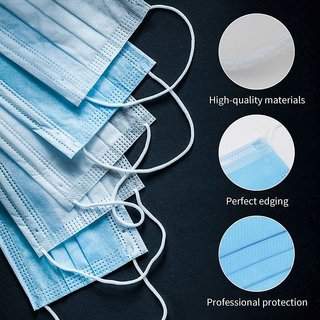                       RxShopy 3 Ply Disposable Face Mask Breathable  Comfortable Mask pack of 100                                              