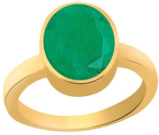 RS Jewellers Certified Emerald Panna 6.25 Carat Panchdhatu Gold Plating Astrological Ring for Men  Women