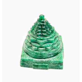                       Jinanshi Fashion  1.5 INCHES Shree Yantra Carved In Natural Green Jade Stone 115-120 Gms  (4 x 4 x 5 Cm).                                              