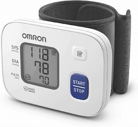 Omron HEM 6161 Fully Automatic Wrist Blood Pressure Monitor with Intellisense Technology, Cuff Wrapping Guide and Irregu