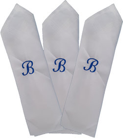 SAE FASHIONS Embroidered Letter-B Cotton Handkerchief pack of 3