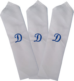 SAE FASHIONS Embroidered Letter-D Cotton Handkerchief pack of 3